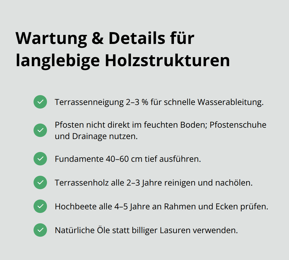 Checkliste mit wichtigen Planungs- und Wartungspunkten für Holz im Garten - Architekten Holzbau Gartenideen