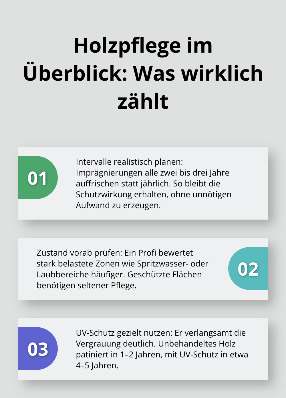 Drei zentrale Punkte zur nachhaltigen Holzpflege im Garten mit Intervallen, Prüfung und UV-Schutz. - Architekten Holzbau Ideen Garten