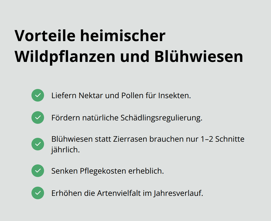 Checkliste der ökologischen und pflegerischen Vorteile heimischer Wildpflanzen und Blühwiesen