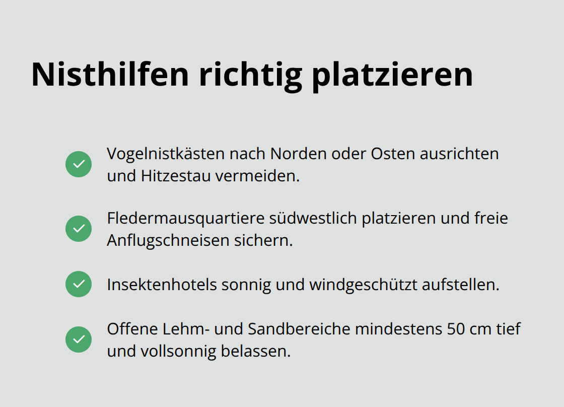 Checkliste mit Platzierungsregeln für Nisthilfen in Haus und Garten - Biodiversitätsfördernde Außenräume Gestaltung