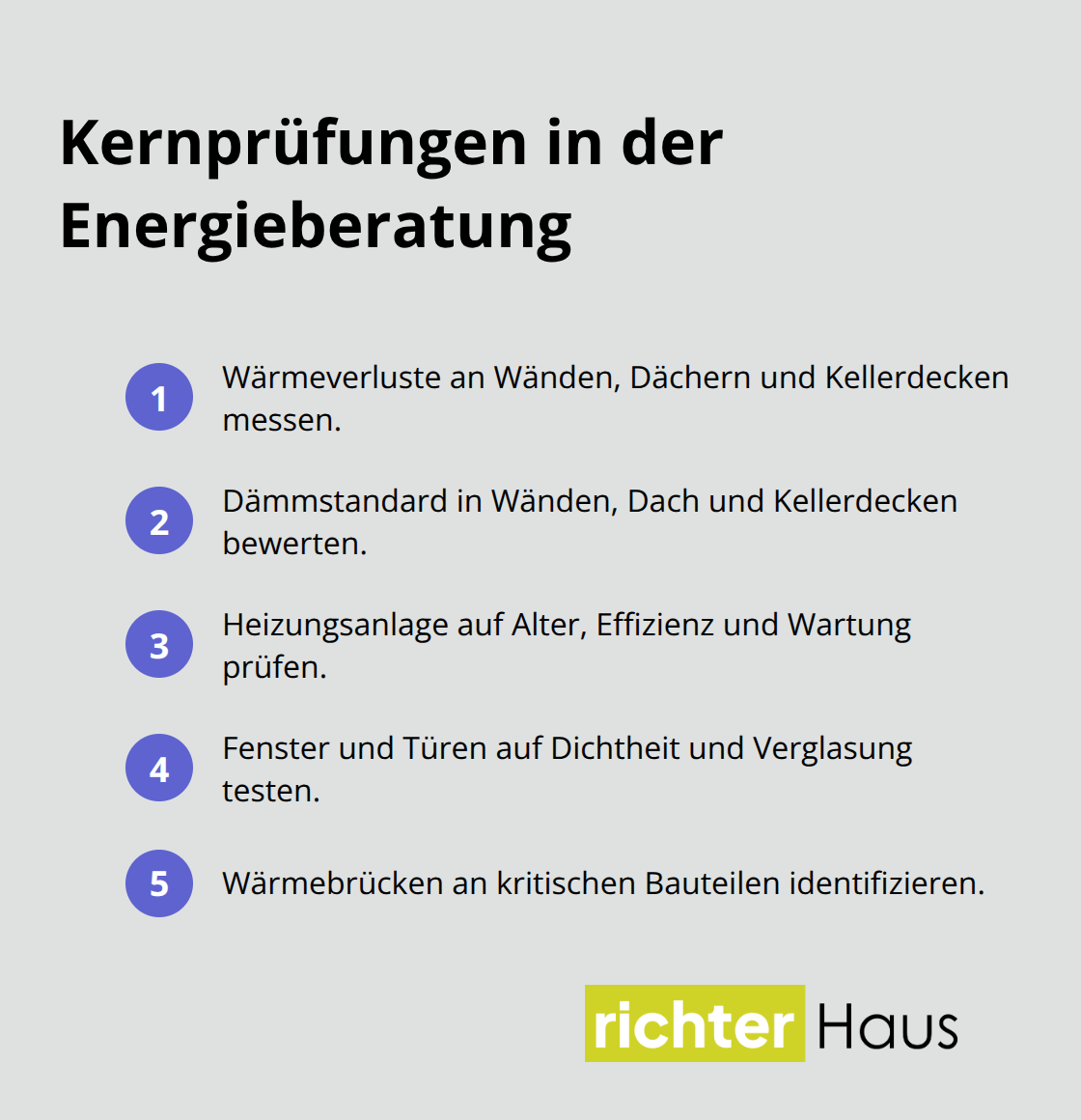 Kompakte Liste der wichtigsten Prüfbereiche bei der professionellen Energieberatung - energieberatung vor kauf prüfen