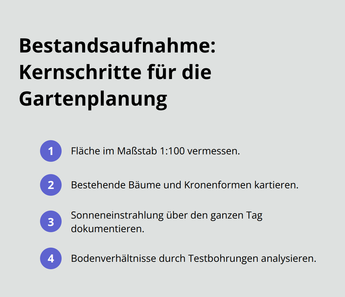 Kompakte Liste der wichtigsten Schritte der Bestandsaufnahme für die Gartenplanung - Exklusive Gartenanlagen Planung