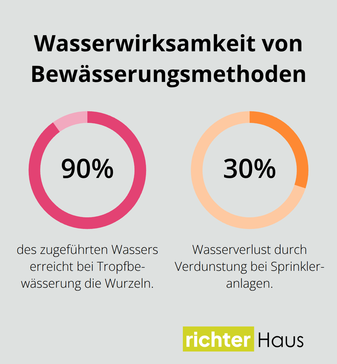 Vergleich: Tropfbewässerung vs. Sprinkler – Ankunftsrate und Verluste in Prozent - Gartenfreiflächen Wassersparend Gestalten