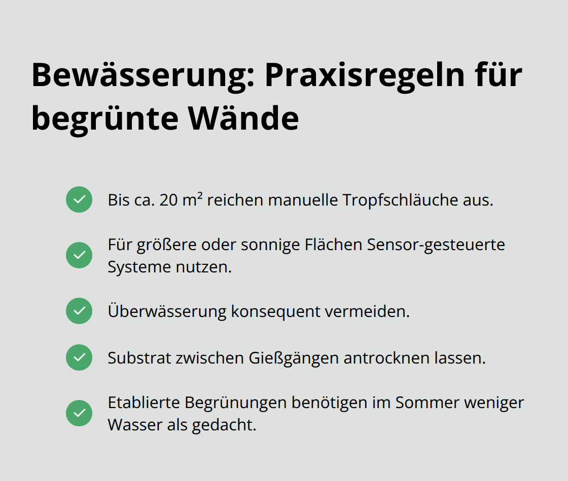 Checkliste mit Kernregeln zur Bewässerung von Fassadenbegrünungen. - Grüne Fassade