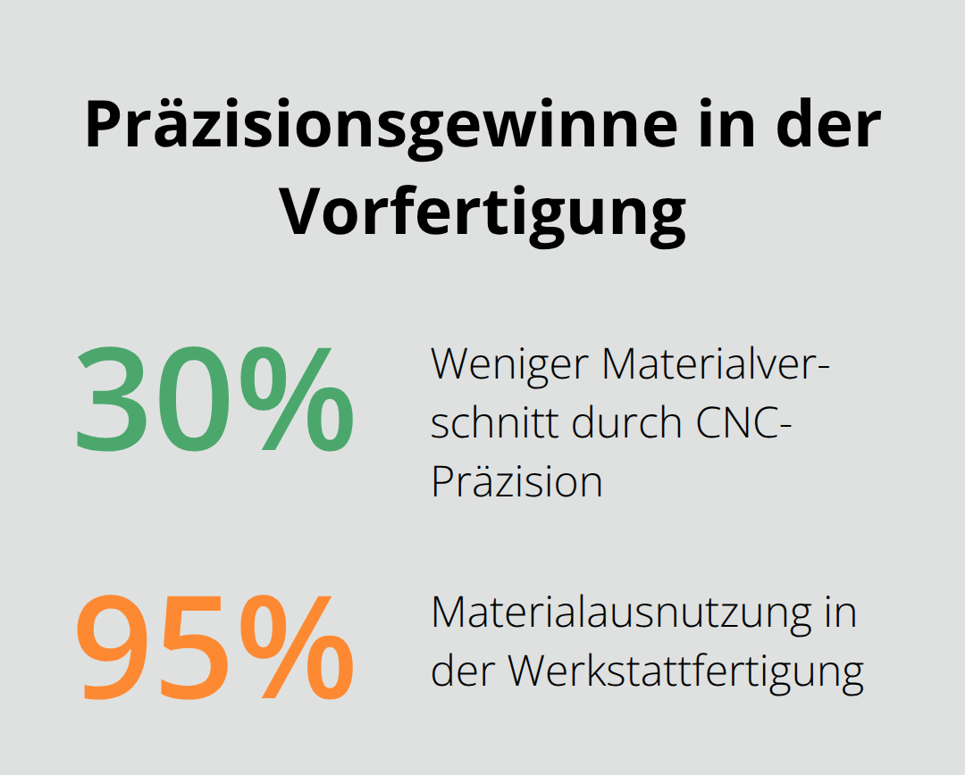 Grafik mit Prozentwerten zu Materialausnutzung und Verschnittreduktion in der Holzbau-Vorfertigung