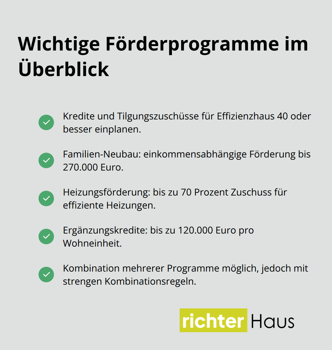 Liste zentraler Förderprogramme für klimafreundliche Neubauten in Deutschland - Lebenszyklus Nachhaltiges Wohnprojekt Planung