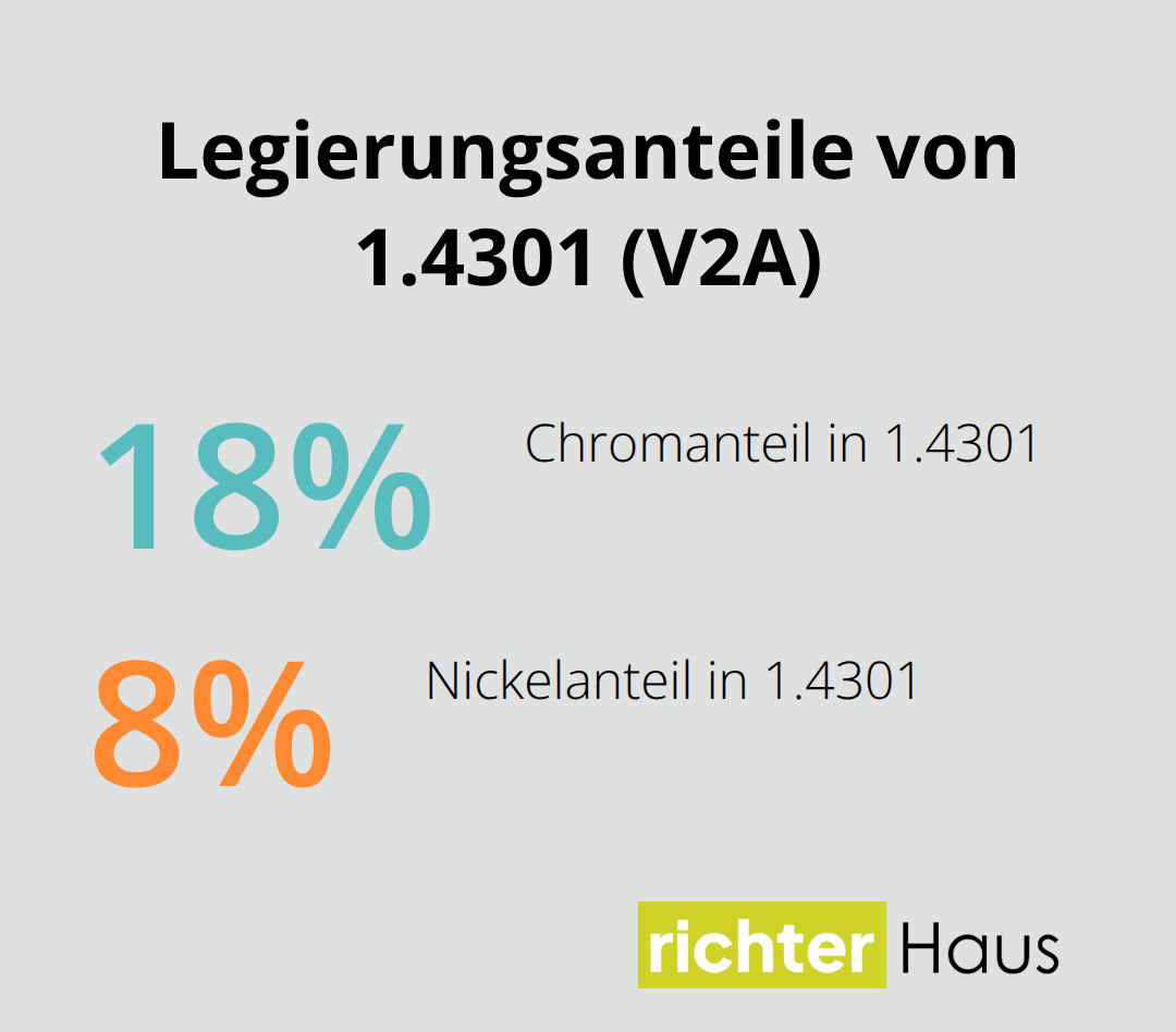 Anteile von Chrom und Nickel in Edelstahl 1.4301