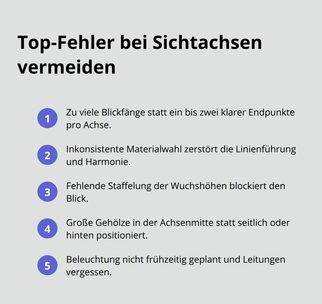 Kompakte Liste der häufigsten Fehler bei der Achsenplanung im Garten