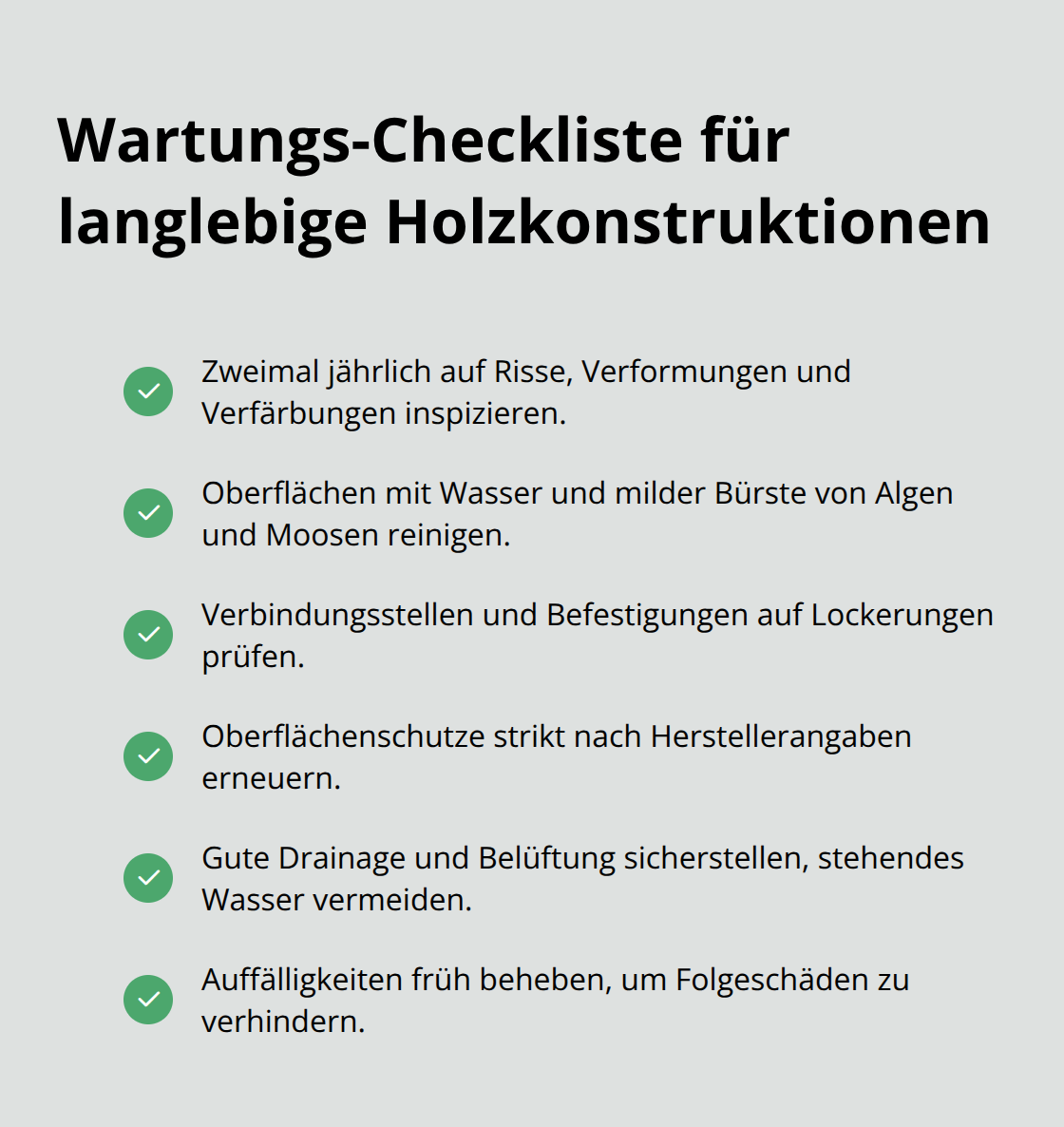 Checkliste mit den wichtigsten Wartungsschritten für Außenholz. - Moderne Holzkonstruktion Außenraum
