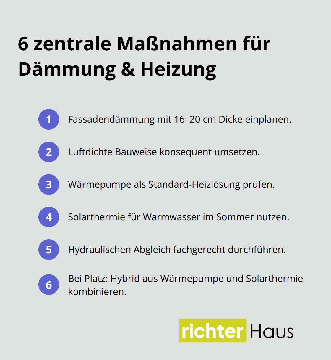 Kompakte Liste praxisnaher Schritte für Dämmung und Heizung im Wohnbau