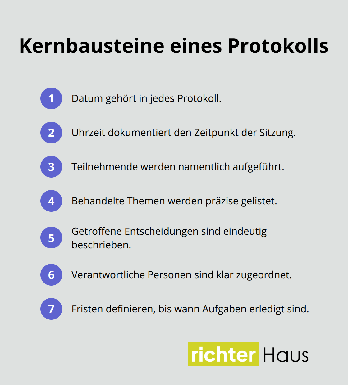 Liste der wichtigsten Pflichtangaben in Projektprotokollen für Bauvorhaben - Planungsvorhaben transparent dokumentieren