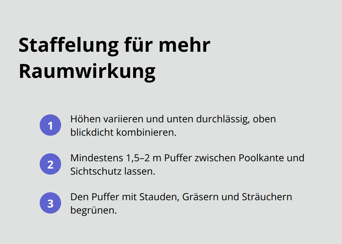 Infografik: Kompakte Schritte für optische Tiefe am Pool