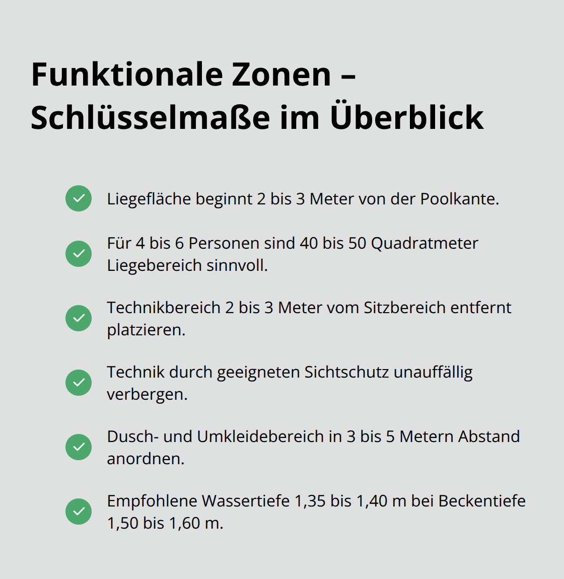 Checkliste der wichtigsten Abstände und Maße rund um den Pool