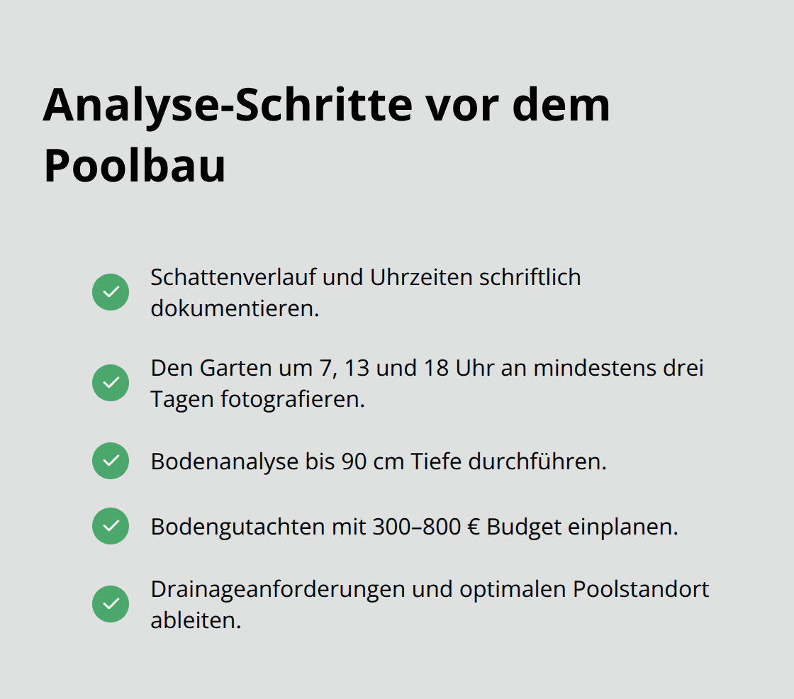 Checkliste mit konkreten Schritten zur Gartenanalyse für den Poolstandort - pooldesign privatgarten beratung