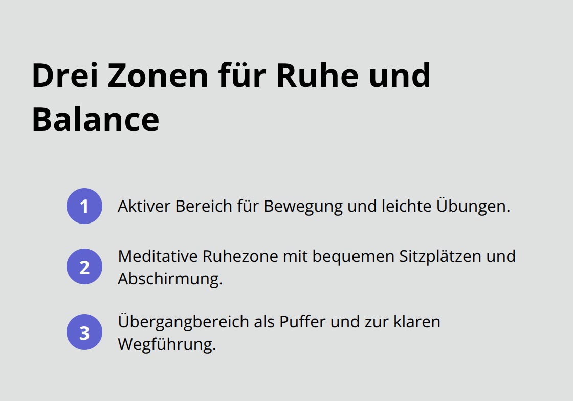 Kompakte Liste der drei zentralen Zonen eines Wellnessgartens - Privater Garten Wellnesszone