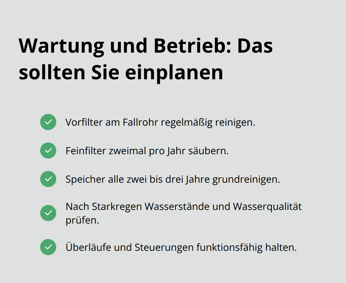 Checkliste für regelmäßige Wartung von Regenwasseranlagen im Garten
