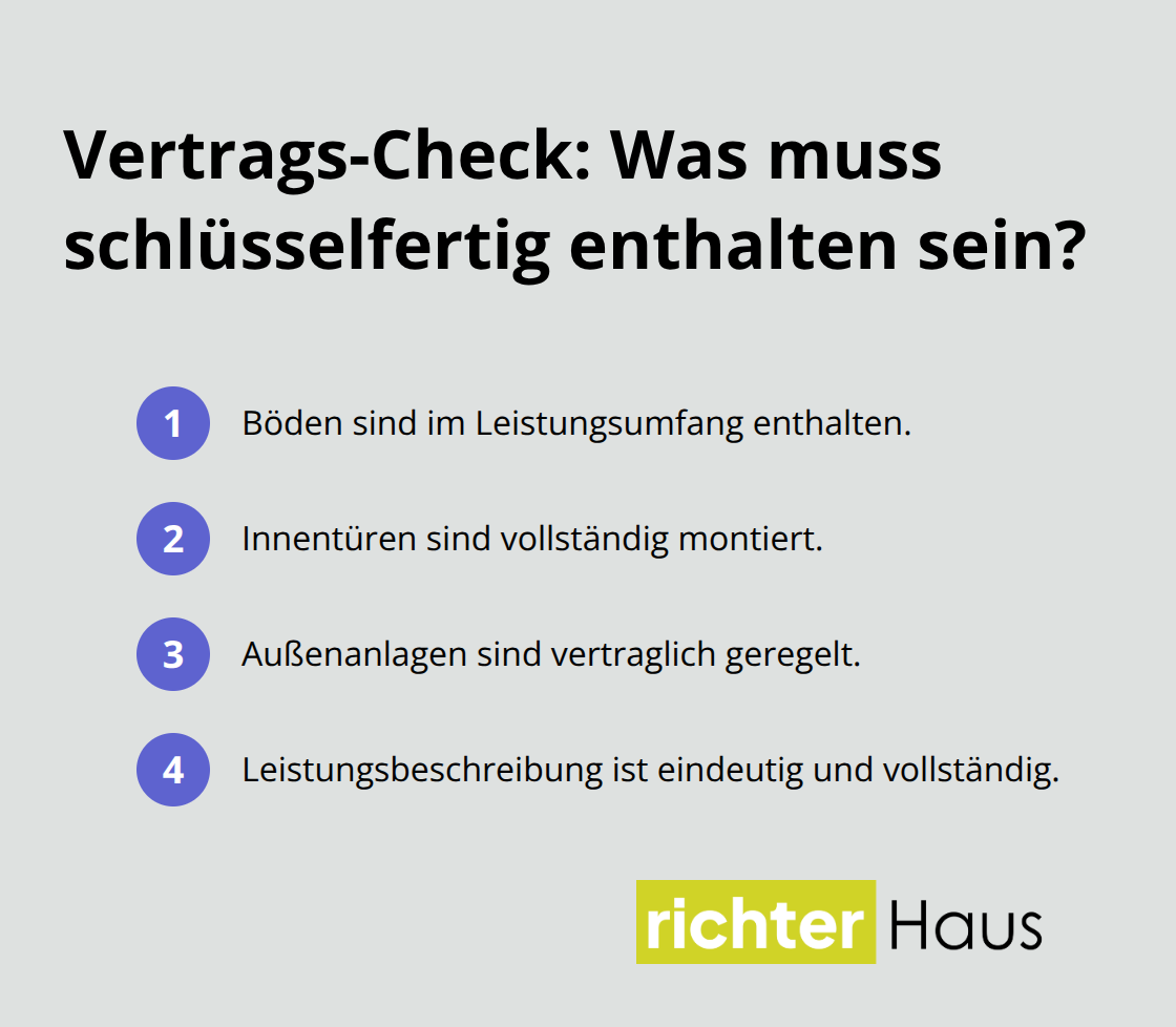 Checkliste zentraler Vertragsinhalte für schlüsselfertige Häuser - schlüsselfertige hausplanung deutschlandweit