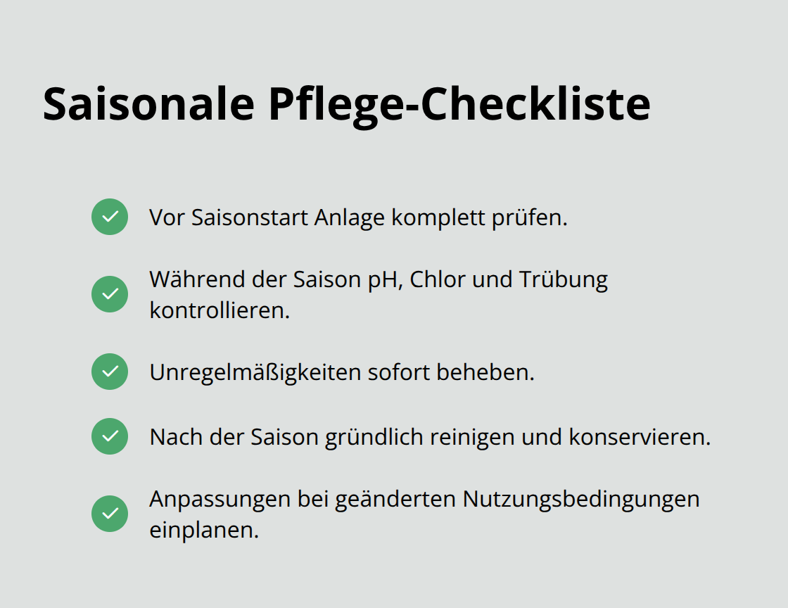 Checkliste für Prüfung, Überwachung und Nachsaison-Pflege der Poolanlage - Wasserqualität Pool