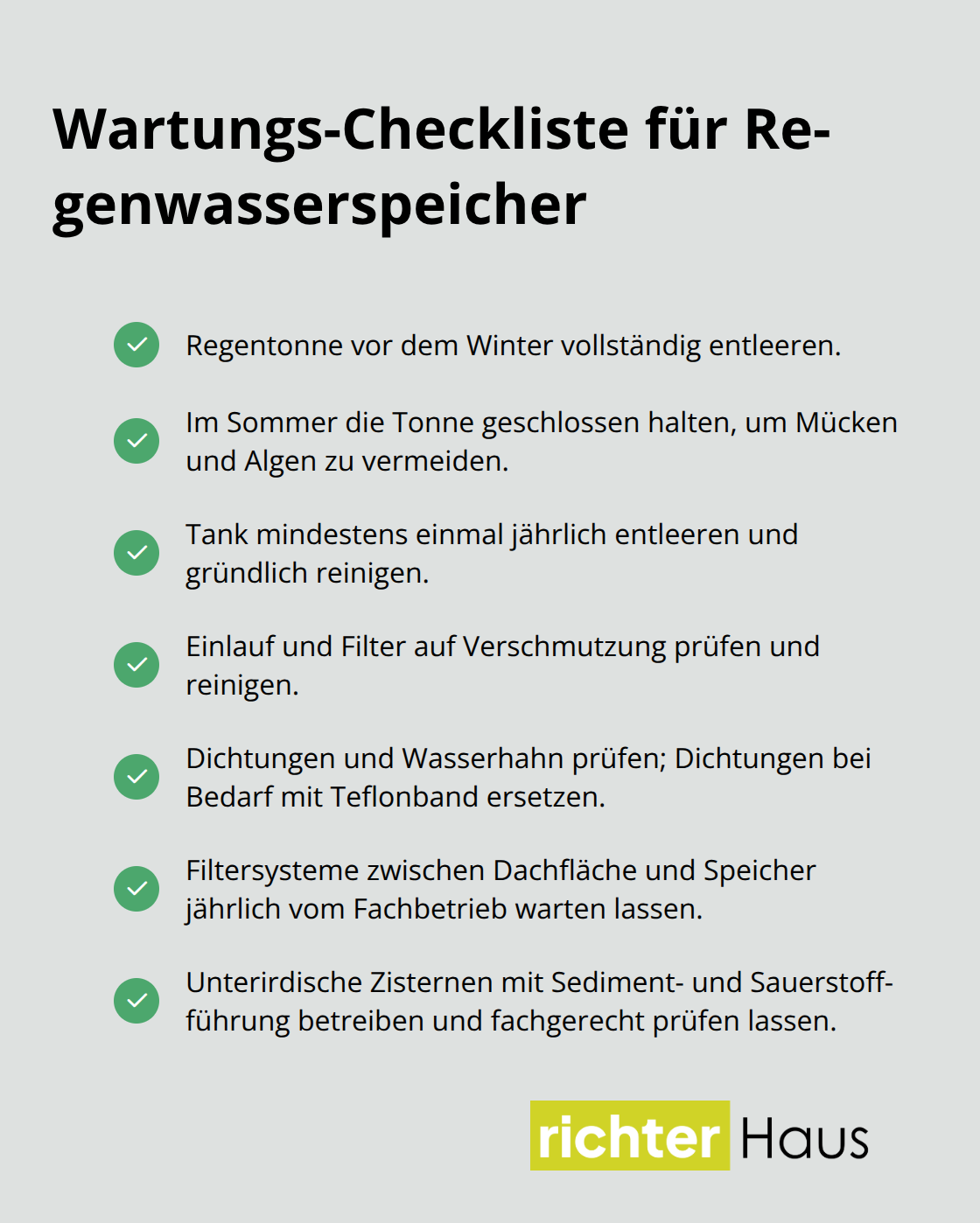 Liste der wichtigsten Wartungsschritte für zuverlässige Wasserspeicher