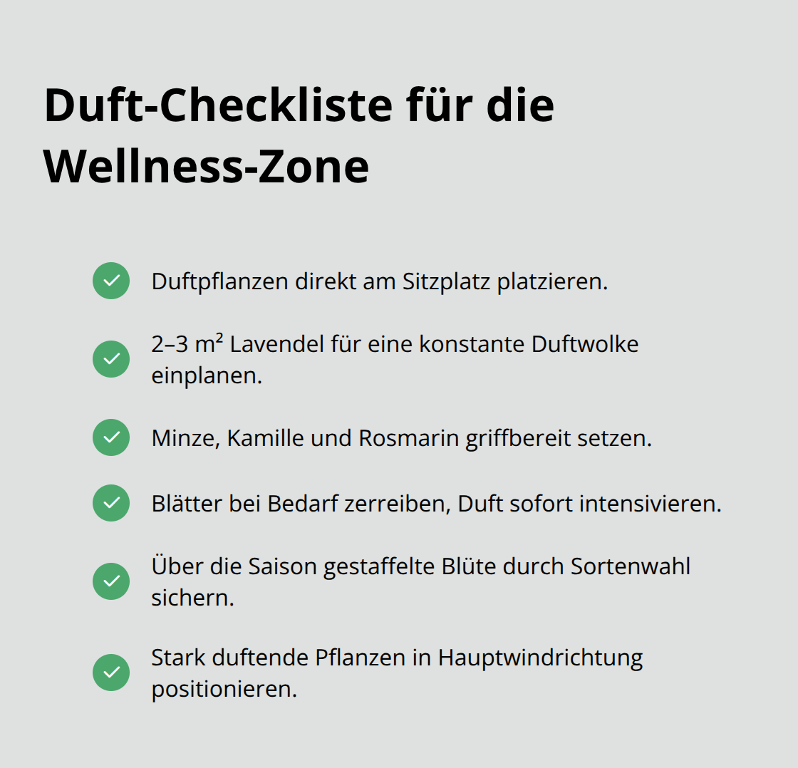 Praktische Checkliste für Duftpflanzen und ihre Platzierung in der Wellness-Zone - Wellnes im Garten Zone Planung