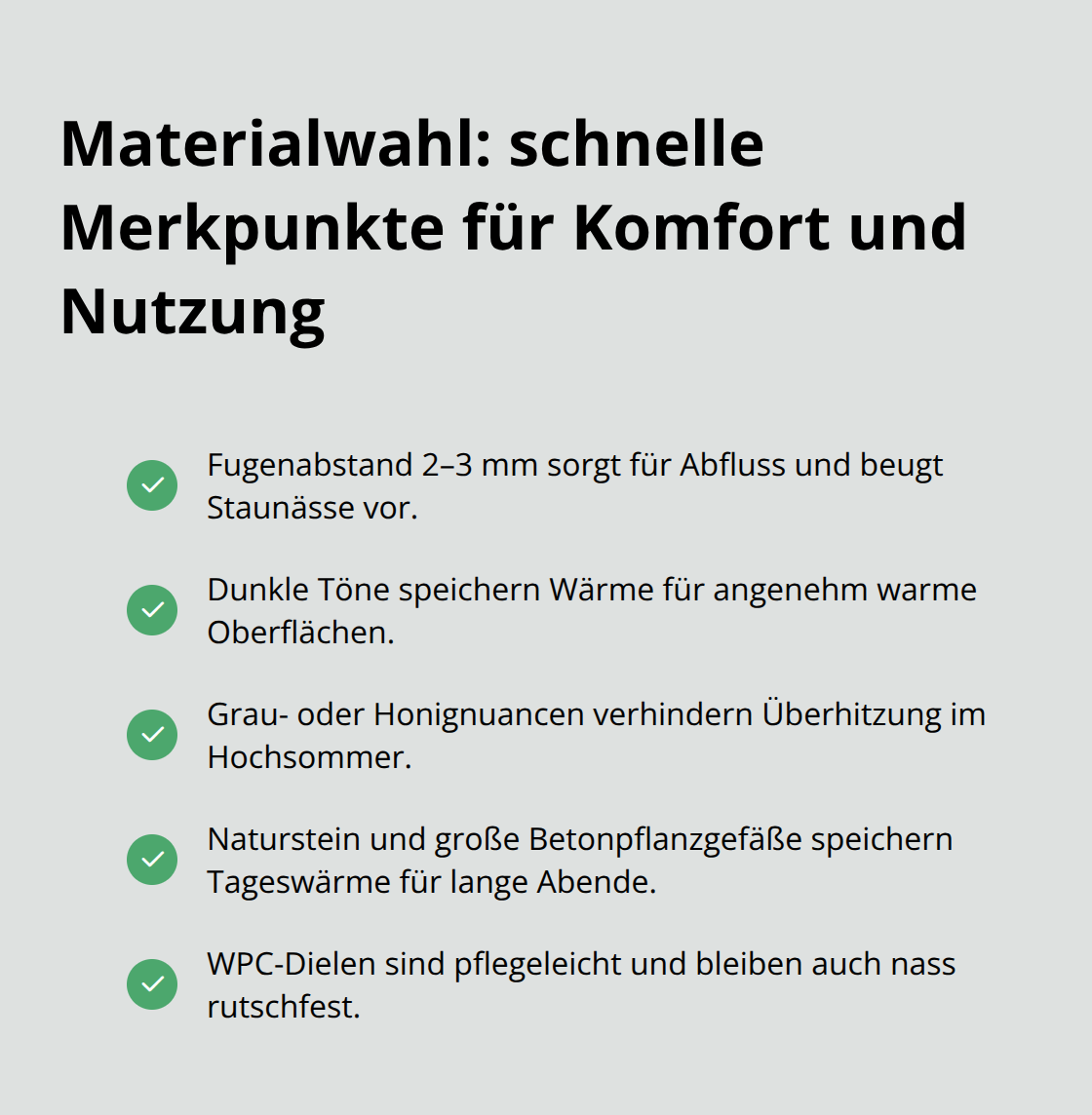 Checkliste zu Haptik, Wärmespeicherung und Pflegeleichtigkeit im Wellness-Garten - Wellness Zone Gartenplanung Privatsphäre